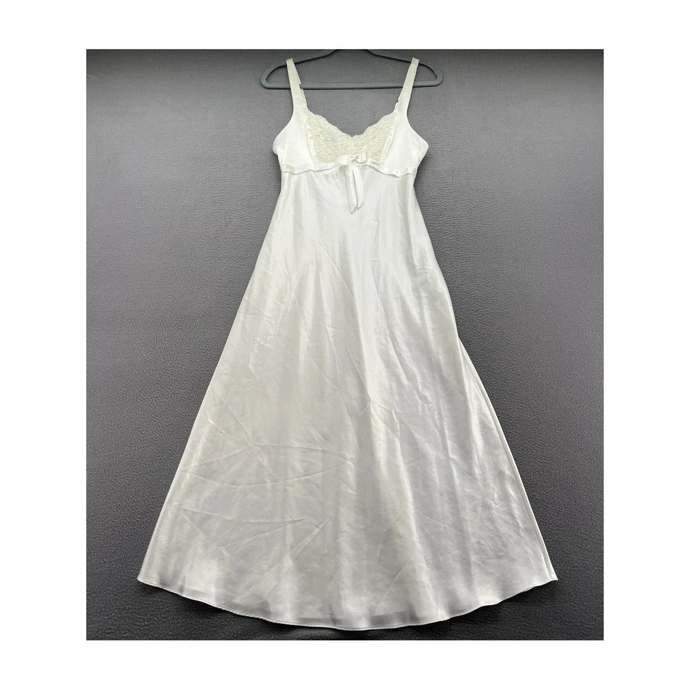 Jones New York Babydoll Nitie Women's S Ivory White Satin Lace Adjustable Strap - Picture 1 of 10